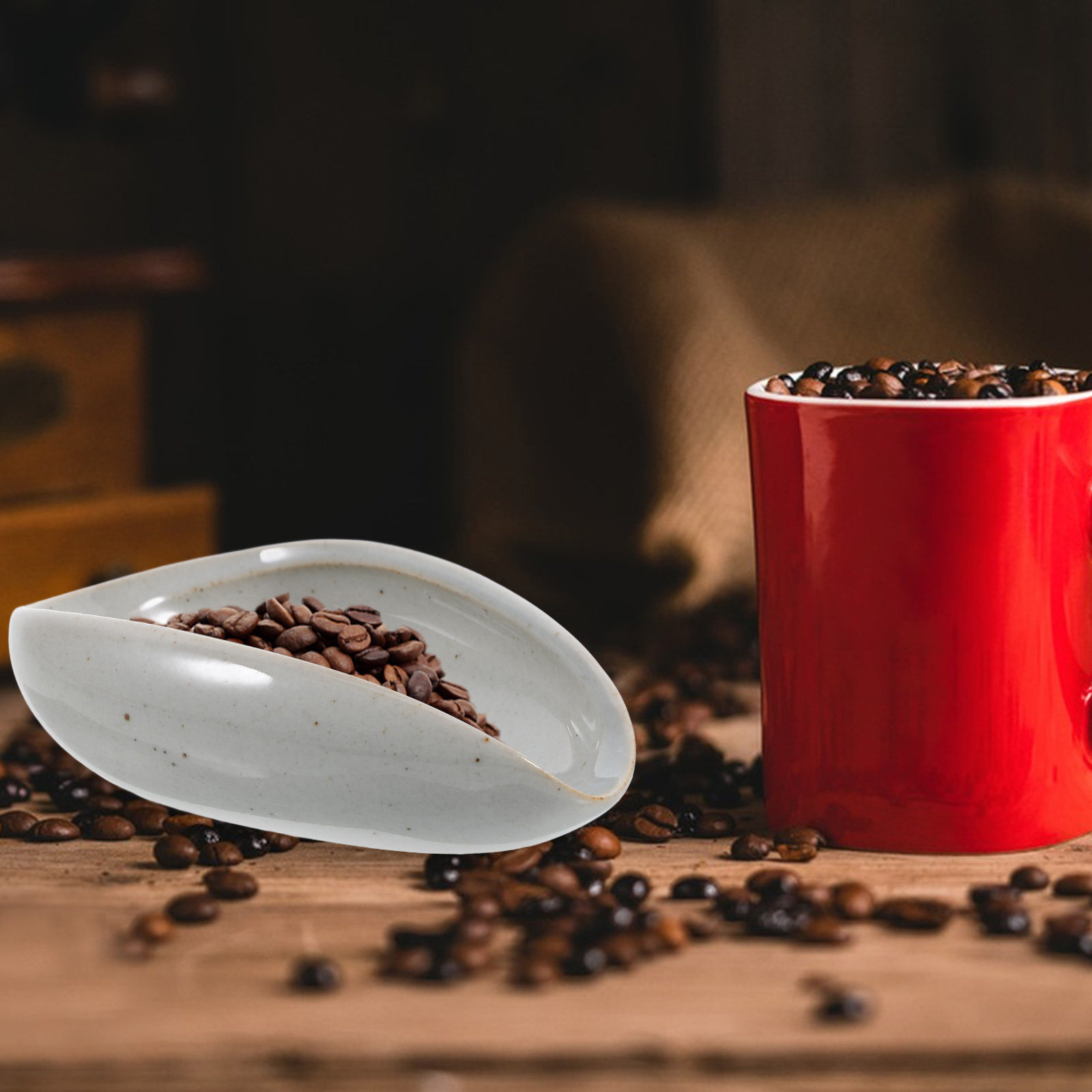 Coffee Tea Leaf And Bean - Keramische koffiebonen-doseerbak, multifunctionele weegbeker voor espresso-bonen,