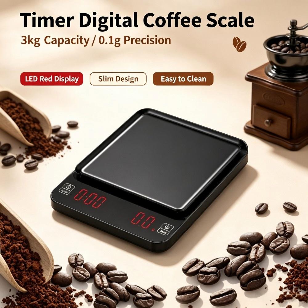 Coffee & Tea Ken'S House - 3kg/0.1g Hoge Precisie Digitale Koffieweegschaal, LED