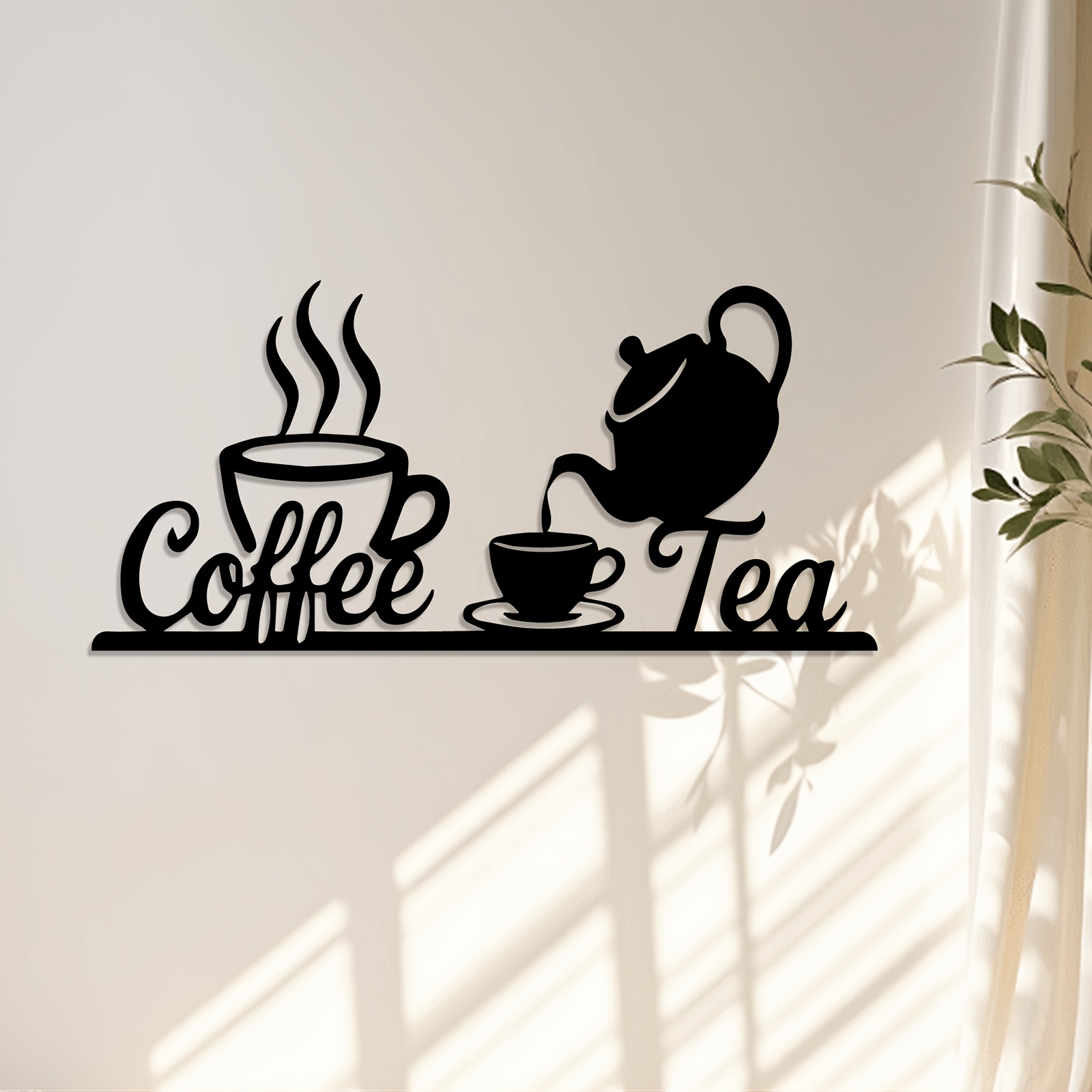 Coffee Tea Icon - 1-delige set rustieke metalen wanddecoratie voor