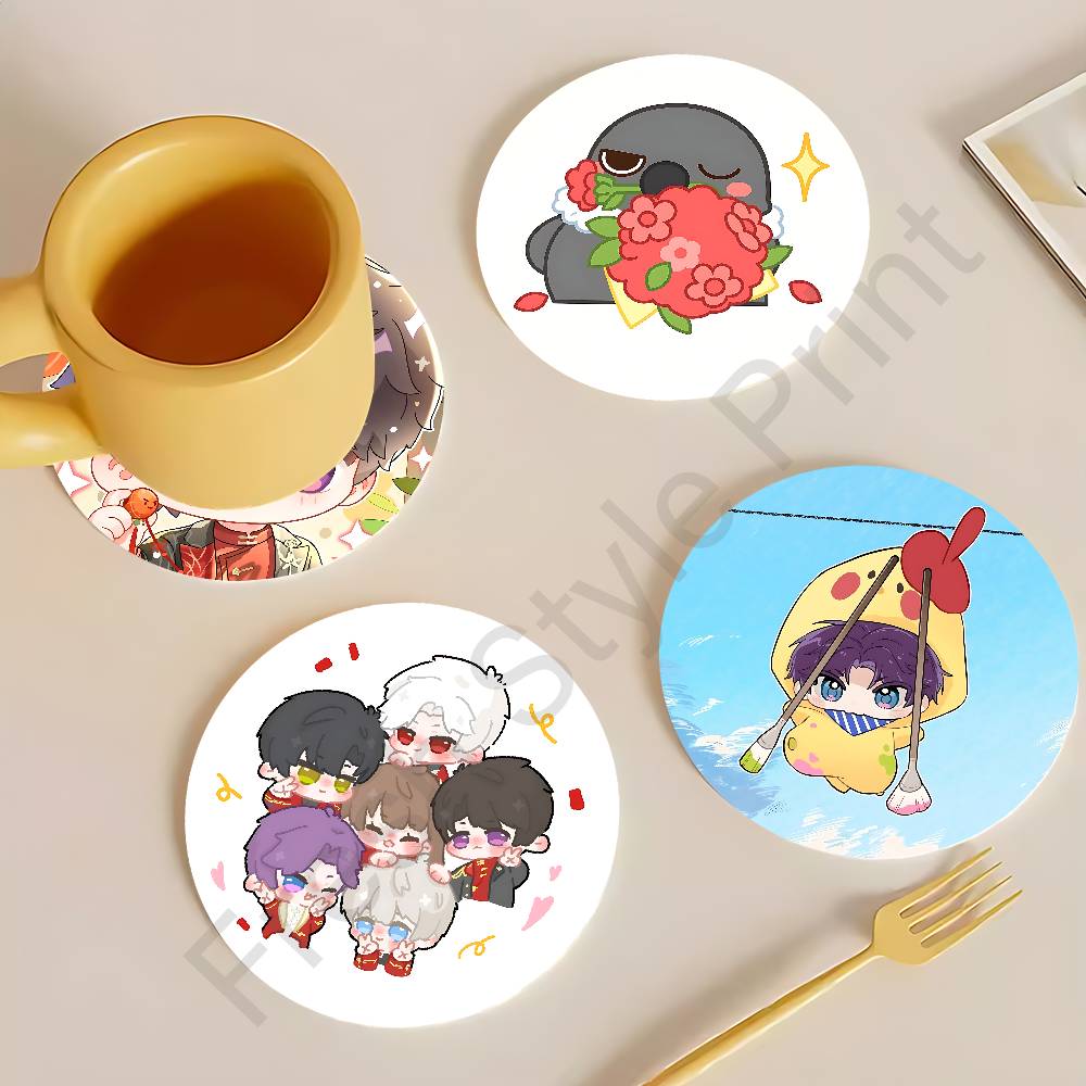 Coffee Tea Love - Chibi L-Love en D-Deepspace ronde houten