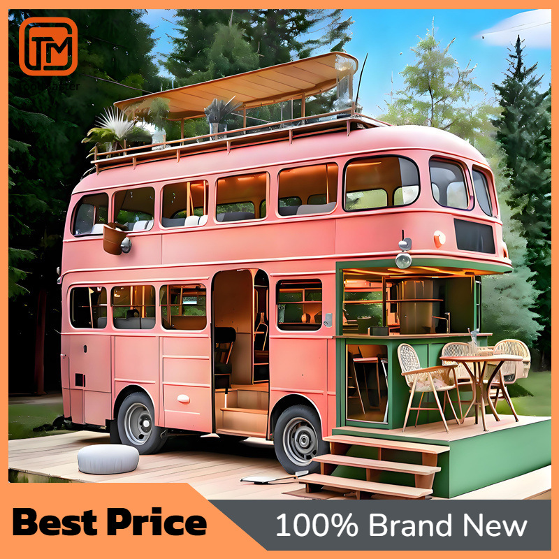 Coffee Tea & Company - 【Nieuw ontwerp】Roze smeedijzeren dubbeldekkerbuskar, mobiele koffie-