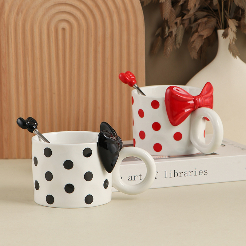 Morning Tea Coffee - Keramische mok met stippen, strik en