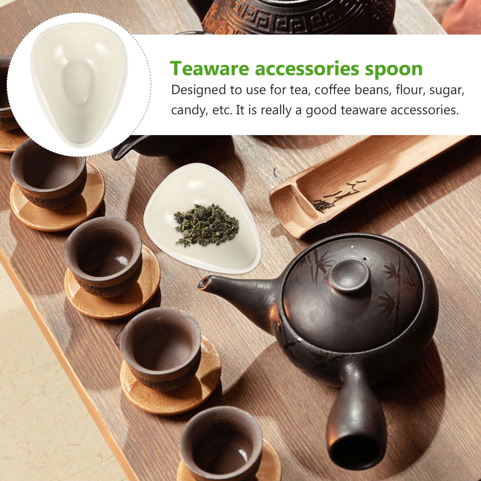 Coffee Tea Leaf And Bean - 2 stuks keramische theelepels voor losse