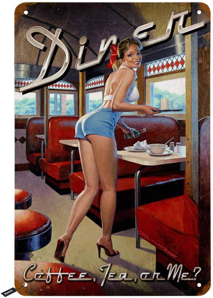 Coffee Tea You And Me - Swono Dinner Tin Borden, Pin-up Girl