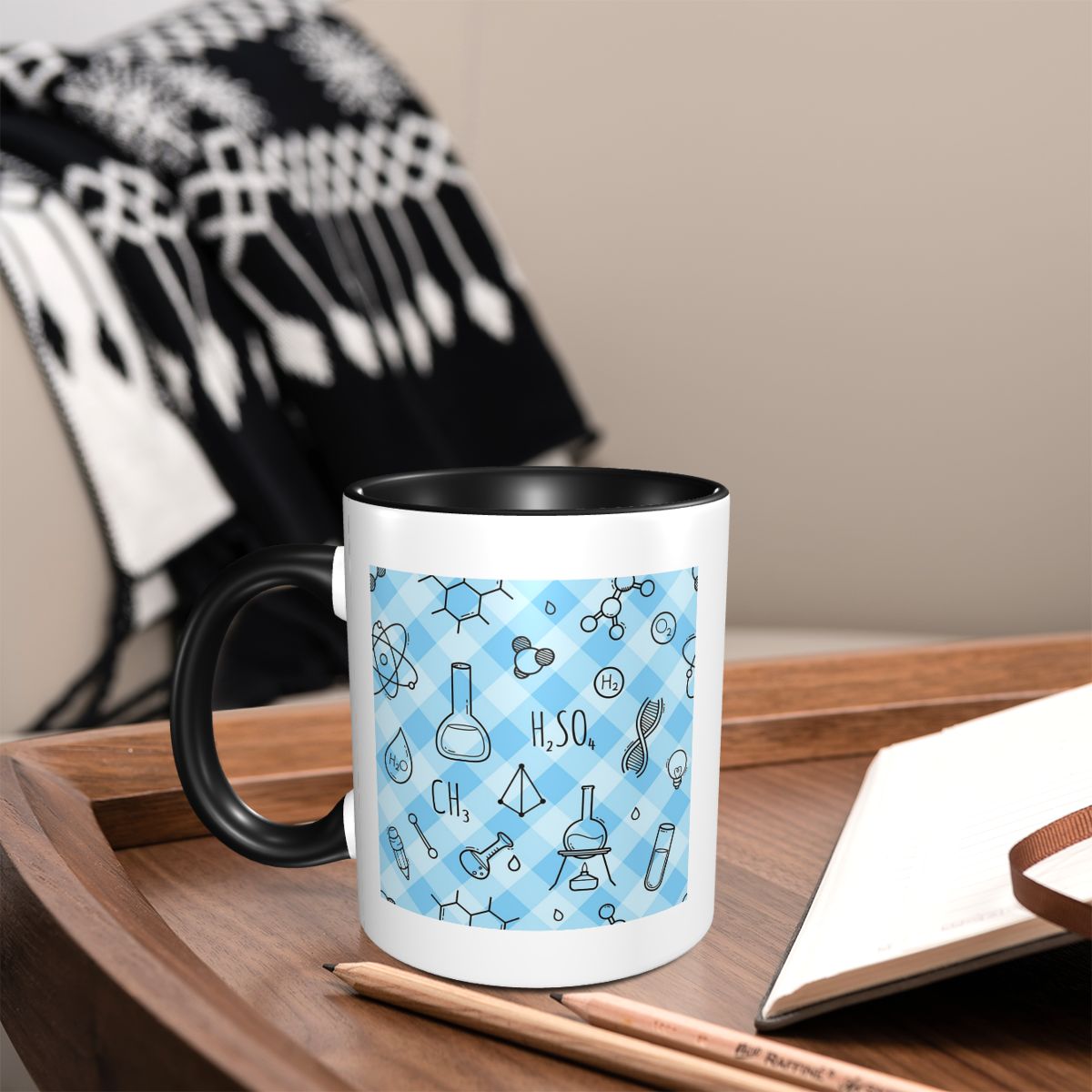 Coffee Tea Icon - Wetenschapsiconen Geruit patroon Een modern design