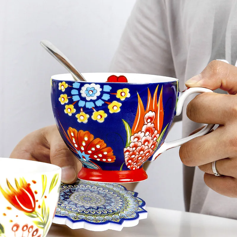 Gekleurde bloem keramische ont - Coffee Tea Latte recensie en prijs