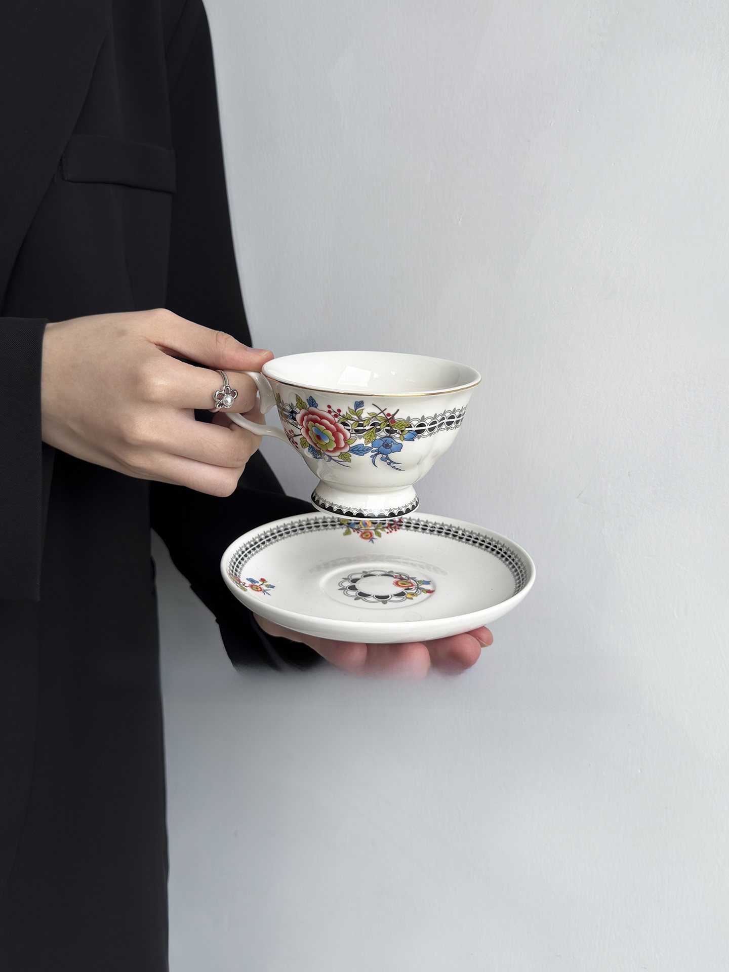 Bloemenmotief Koffiekopjesset, - Coffee Tea English recensie en prijs